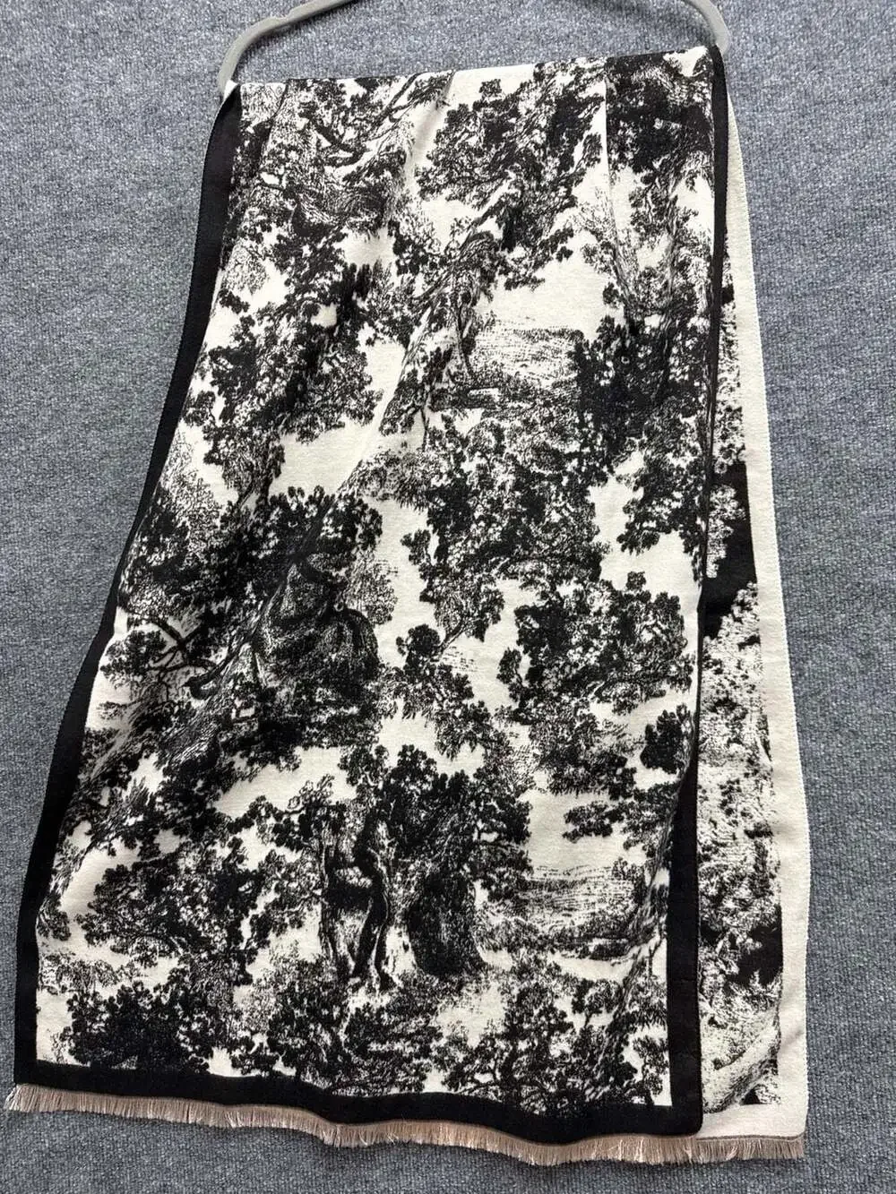 Dior Toile de Jouy Sauvage Scarf in Black and White Cashmere & Silk Blanket Wrap